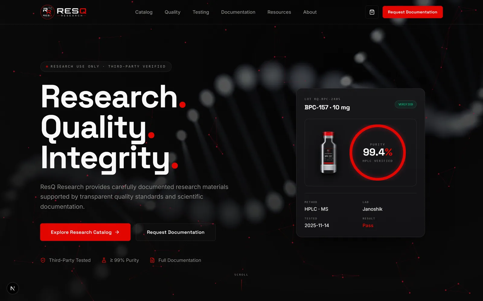 ResQ Research — a dark cinematic research design direction